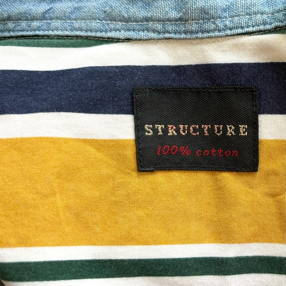STRUCTURE 90’s Fashion Retro Color Block Stripe Printed Loose Long Sleeve Shirt - Picture 6 of 10